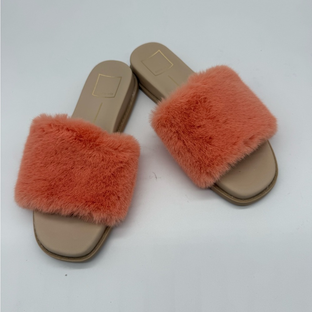 Dolce Vita Fuzzy Giles Coral Slide Sandals- Size 7M